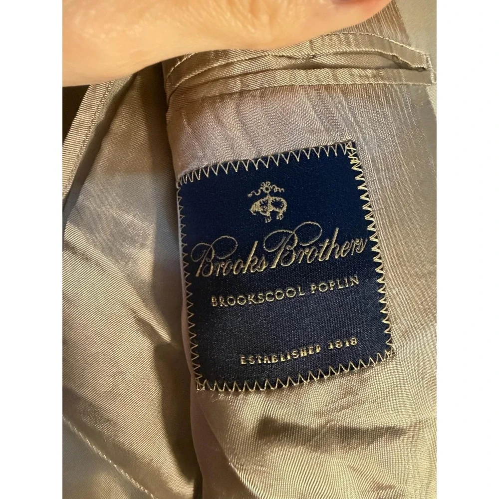 Brooks Brothers Suit Jacket Mens 42L Beige Cotton Brookscool Poplin Formal